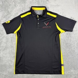 Pro Celebrity Mens Medium Polo Corvette Racing Black Yellow Gear Skull